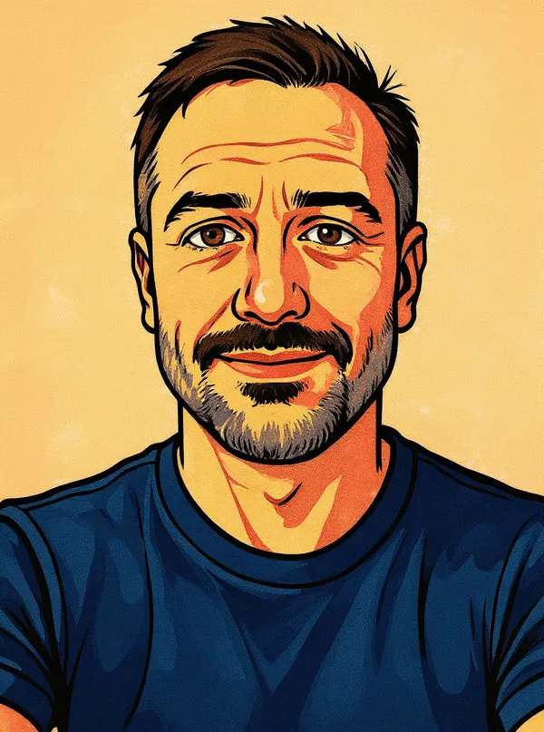AI cartoon example generated from a synthetic portrait photo