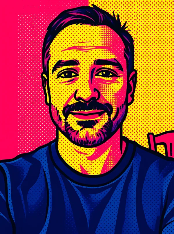 AI cartoon example generated from a synthetic portrait photo