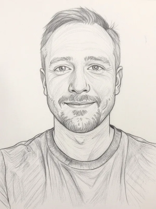 AI cartoon example generated from a synthetic portrait photo