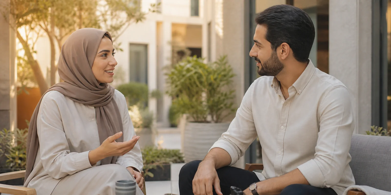 رجل وامرأة بالغان يتعارفان في أجواء محترمة