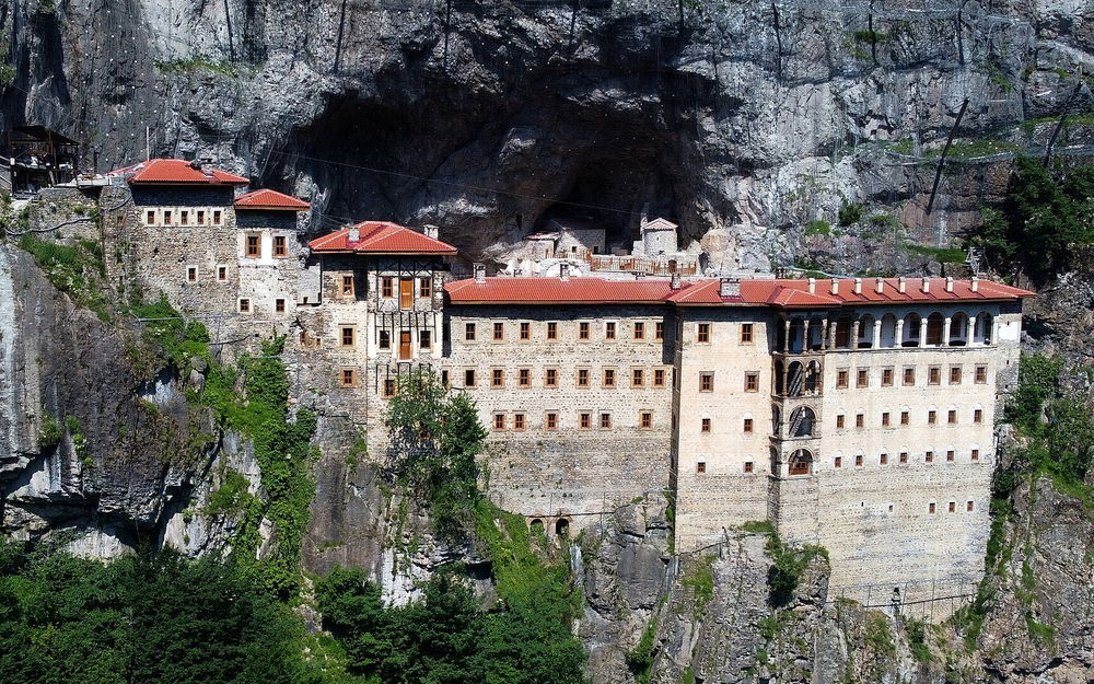 The monastery from the valley road